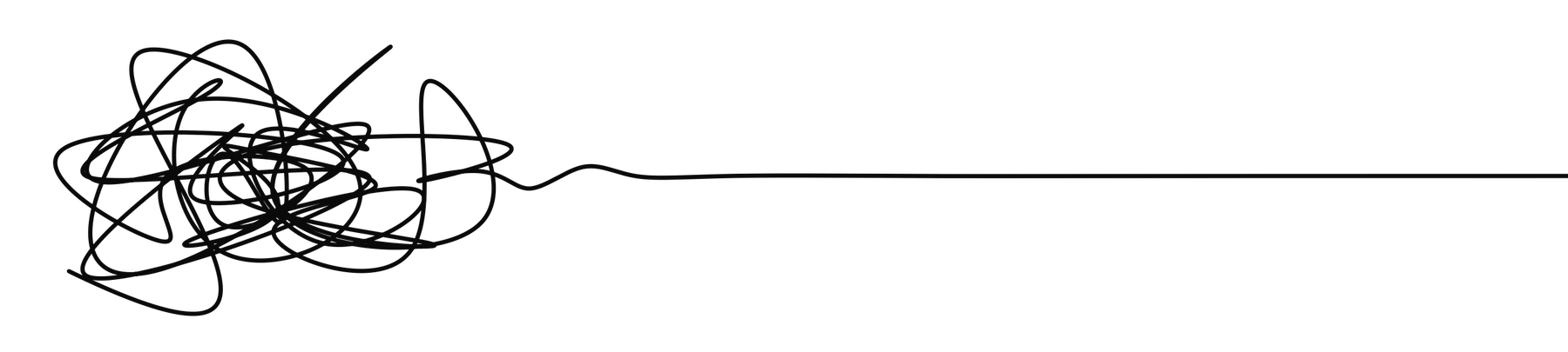 A tangled scribble that unravels into one straight line