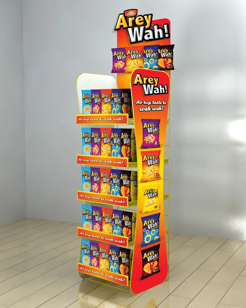 Arey Wah! orange floor display stand
