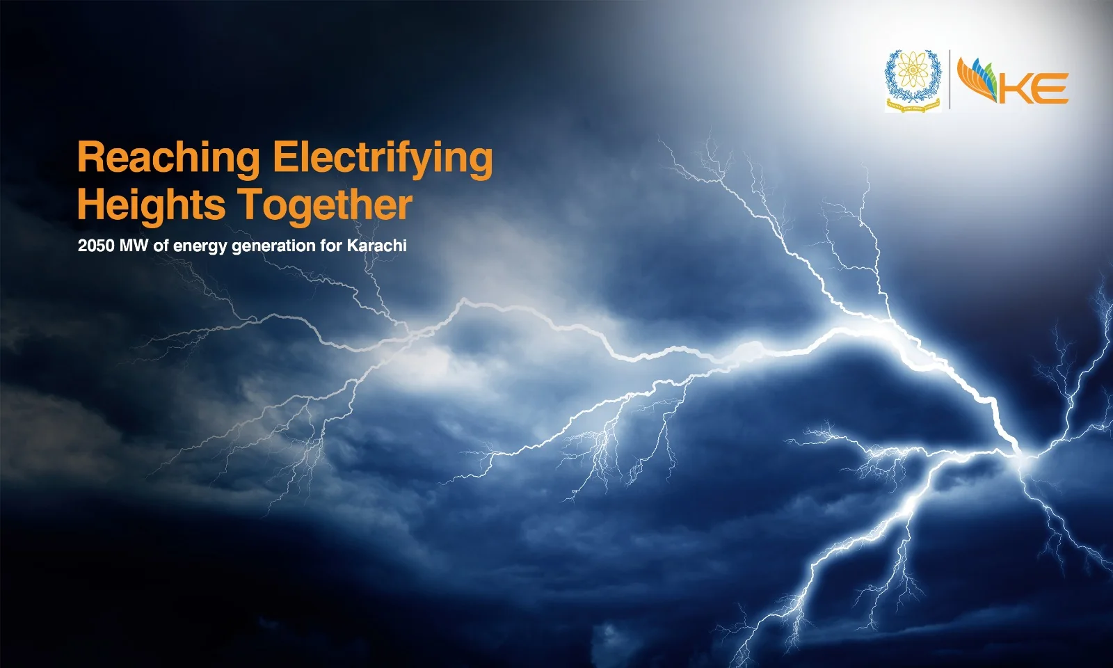 KE KANUPP backdrop: Reaching electrifying heights together, lightning across the sky