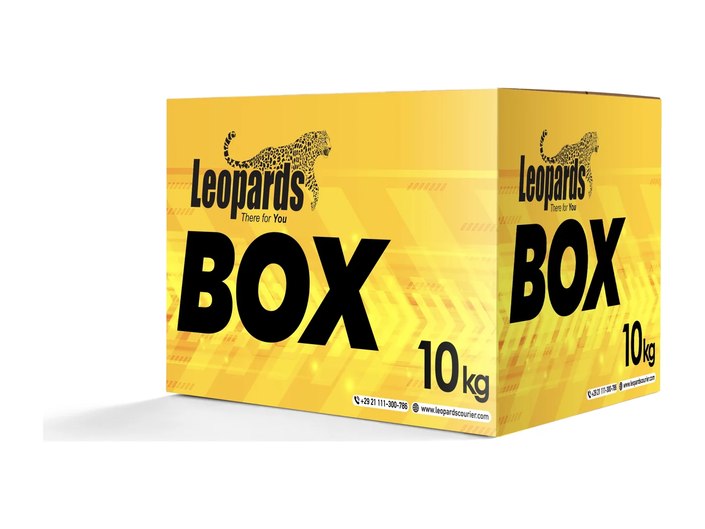 Leopards Courier 10kg box, design one: bold yellow