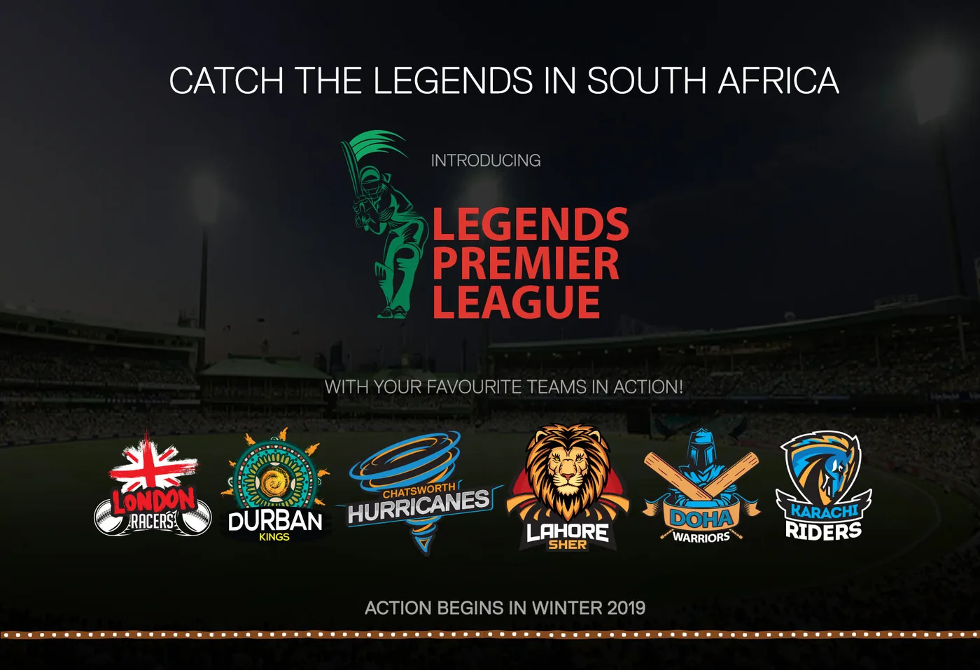 Launch visual: Catch the legends in South Africa, with all team logos