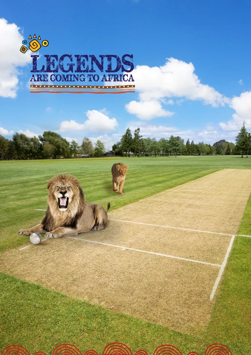 Teaser: Legends are coming to Africa, a lion on the cricket pitch