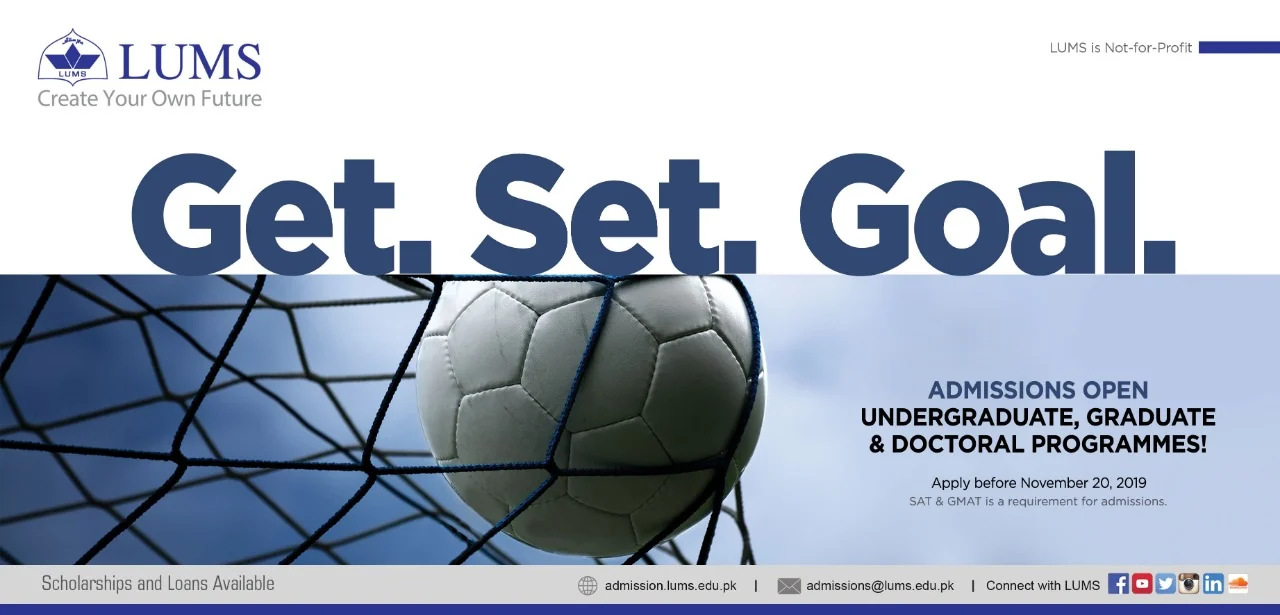 LUMS ad: Get. Set. Goal.