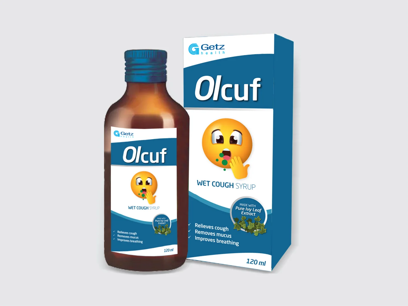 Olcuf wet cough syrup in blue