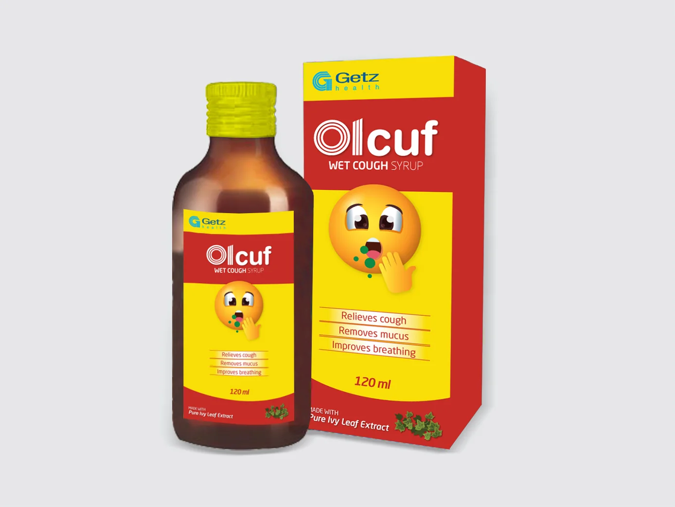 Yellow design variation: Olcuf wet cough syrup